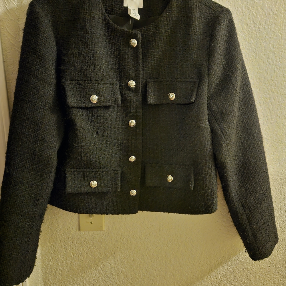 H&M Elegant Black Blazer with Silver Accents